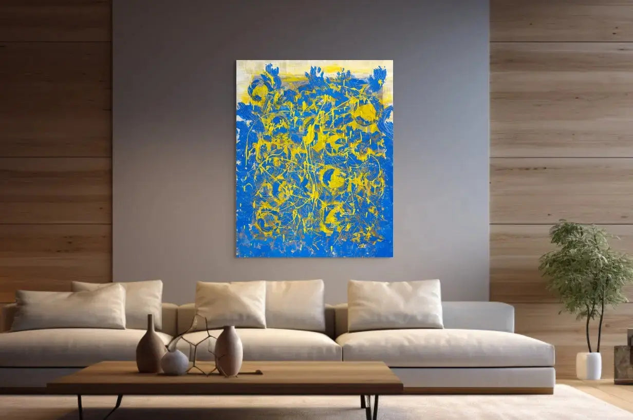 DANCING THROUGH THE POOL OF JOY in a Lounge Room Mockup