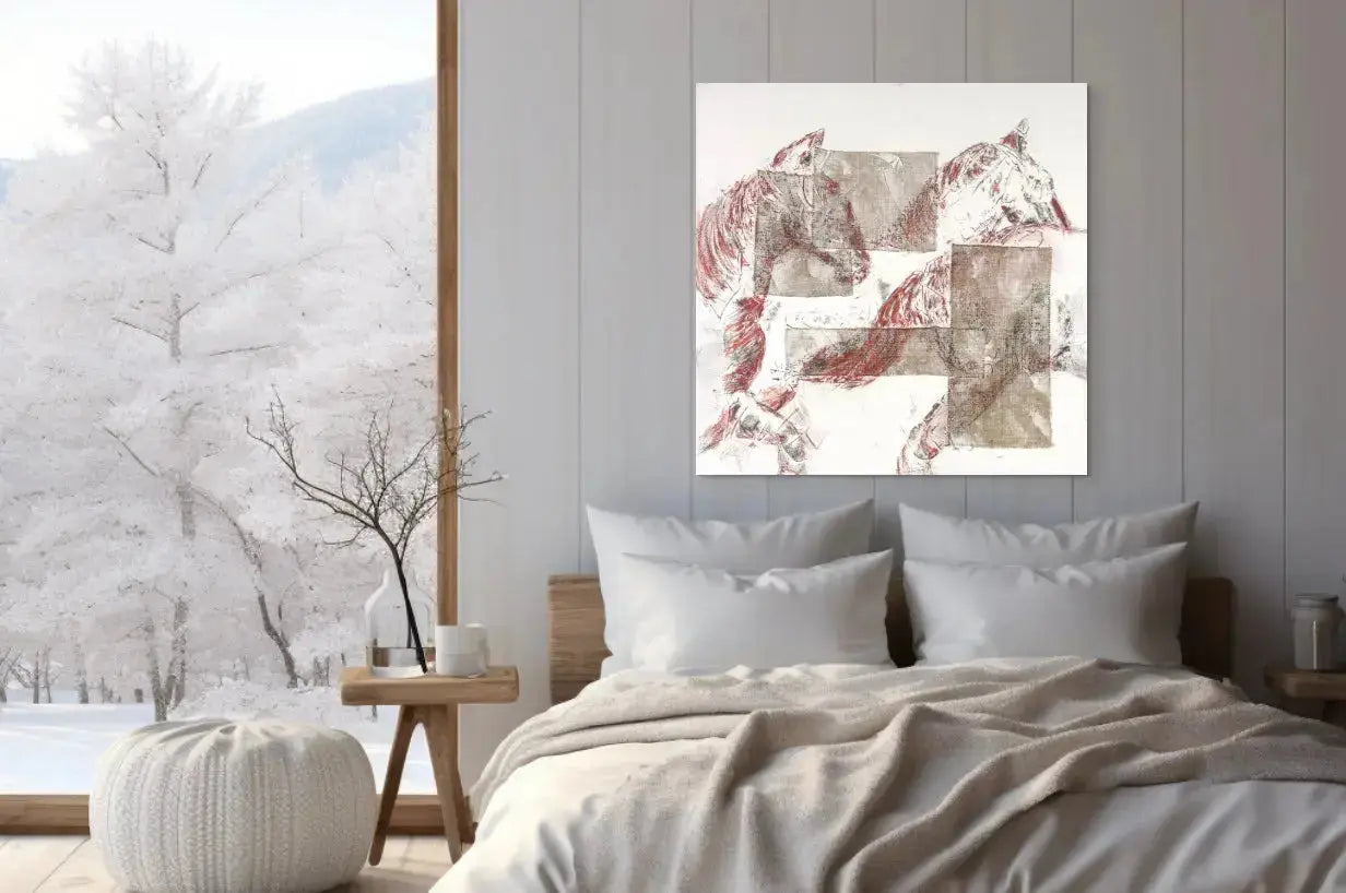 RUNNING HERD I in a Bedroom Mockup