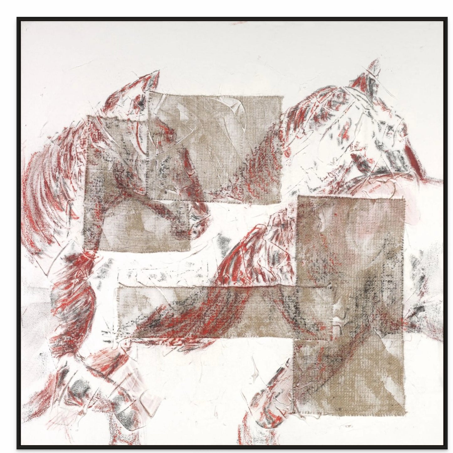 RUNNING HERD I with Black Oak Floating Frame