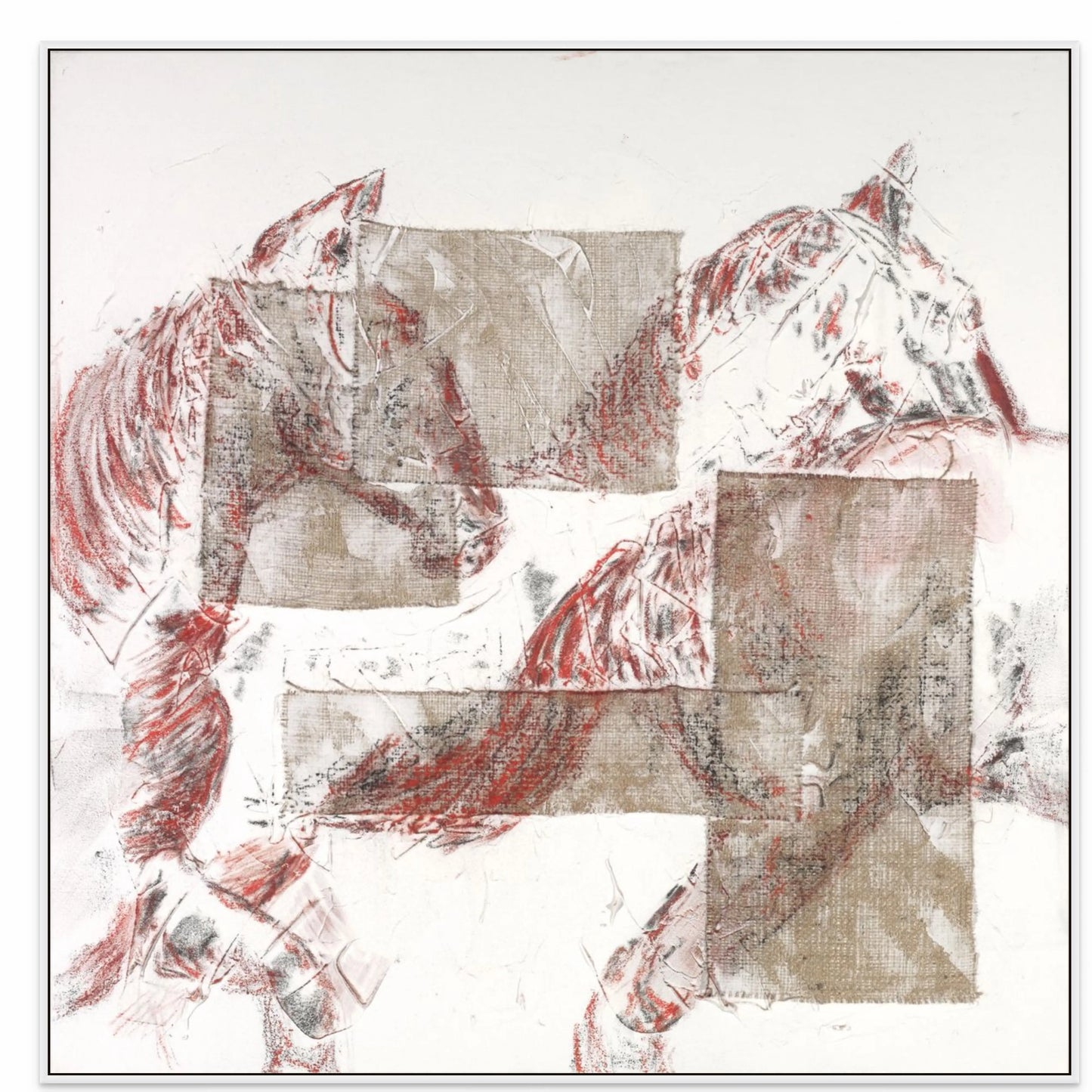 RUNNING HERD I with White Maple Floating Frame