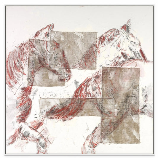 RUNNING HERD I with White Maple Floating Frame